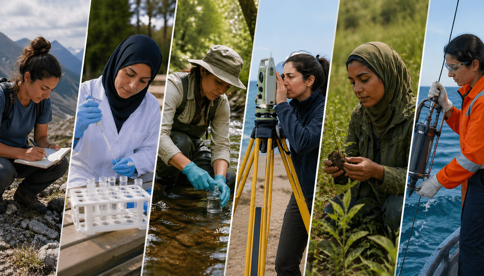Women scientists conducting research directly in the field